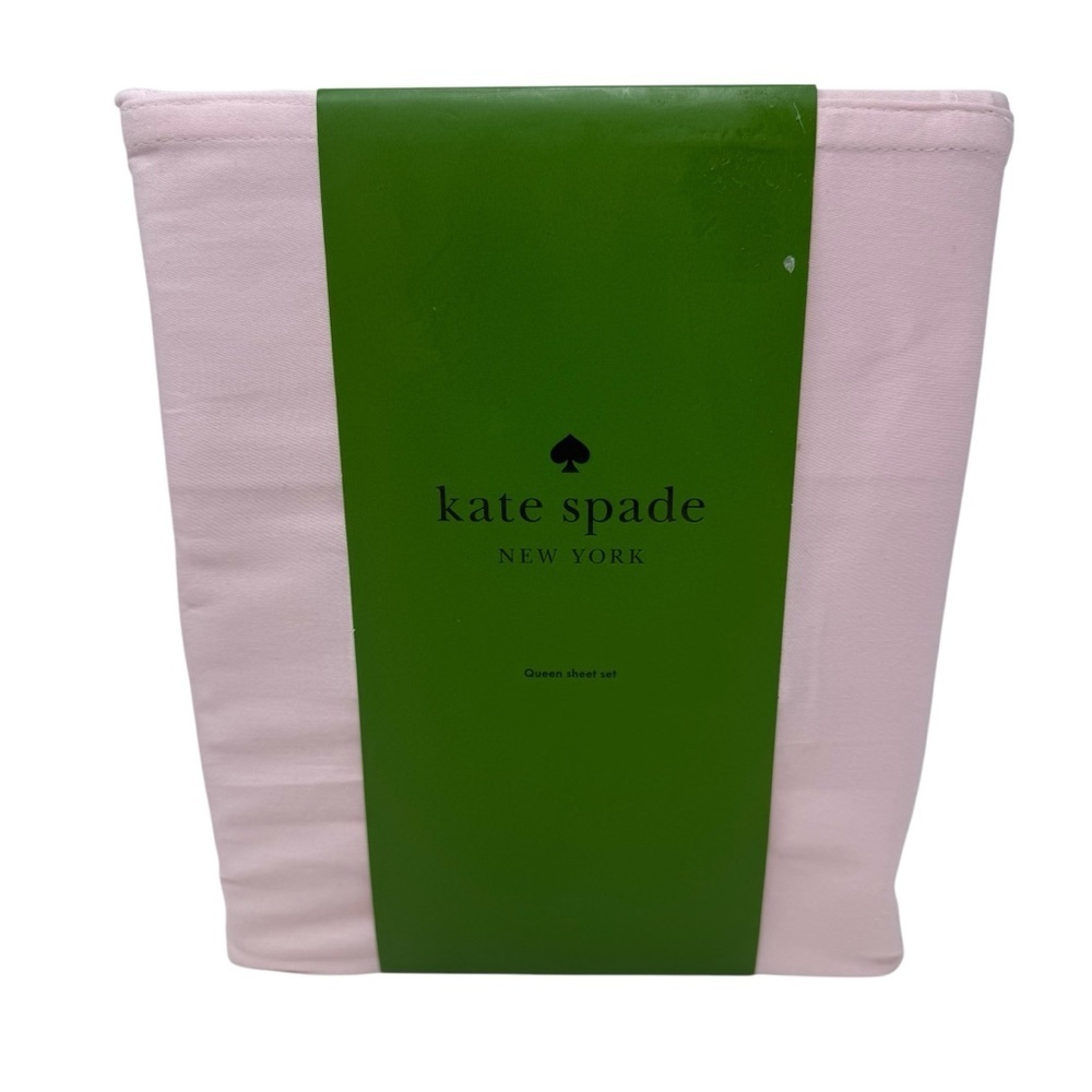 Kate Spade Queen Size Sheet Set Light Pink Solid 100% Cotton Sateen NWT